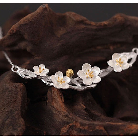 “Hopeful” Japanese CherryBlossom Oriental Necklace - Picture 7 of 12